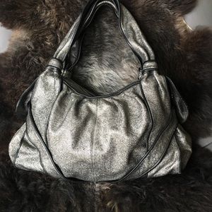 Kooba silver metallic leather shoulder bag